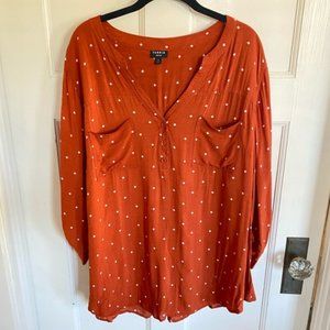 Torrid Harper orange patterned pullover blouse size 3